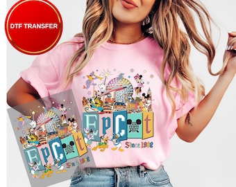 Vintage Disney Epcot Center DTF Transfers, Mickey And Friends Epcot Heat Press Transfers, Disneyland Family Trip,Disney Epcot World Tour,