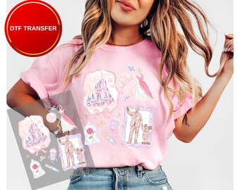 Transferencia de calor para prensado de Disney Coquette Castle Bow Castle, Disney Magic Kingdom listo para prensar, Camiseta Disney, Transferencia DTF de viaje a Disney