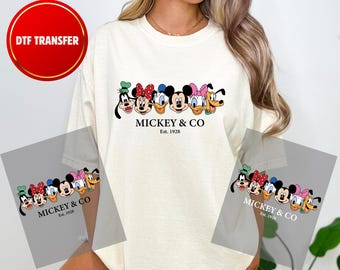 Disney Mickey & Co. Est. 1928, listo para imprimir (DTF), transferencia DTF de vacaciones familiares en Disneyworld, camiseta de viaje a Disney (DTF), impresiones de Mickey y sus amigos.