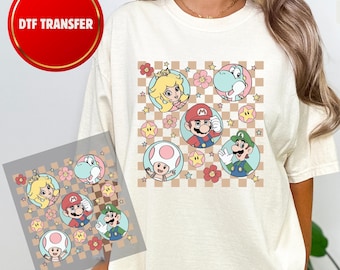 Camiseta familiar Super Mario (dtf), camiseta de Mario y amigos, camiseta a juego Super Mario (dtf), fiesta de cumpleaños Mario (dtf), lista para imprimir (dtf), envío instantáneo