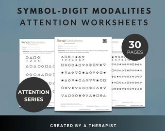 Symbol Digit Modalities Task (30 Worksheets) | Attention Bundle Cognitive Exercise for Stroke TBI Brain Injury Therapy - OT SLP Psychology