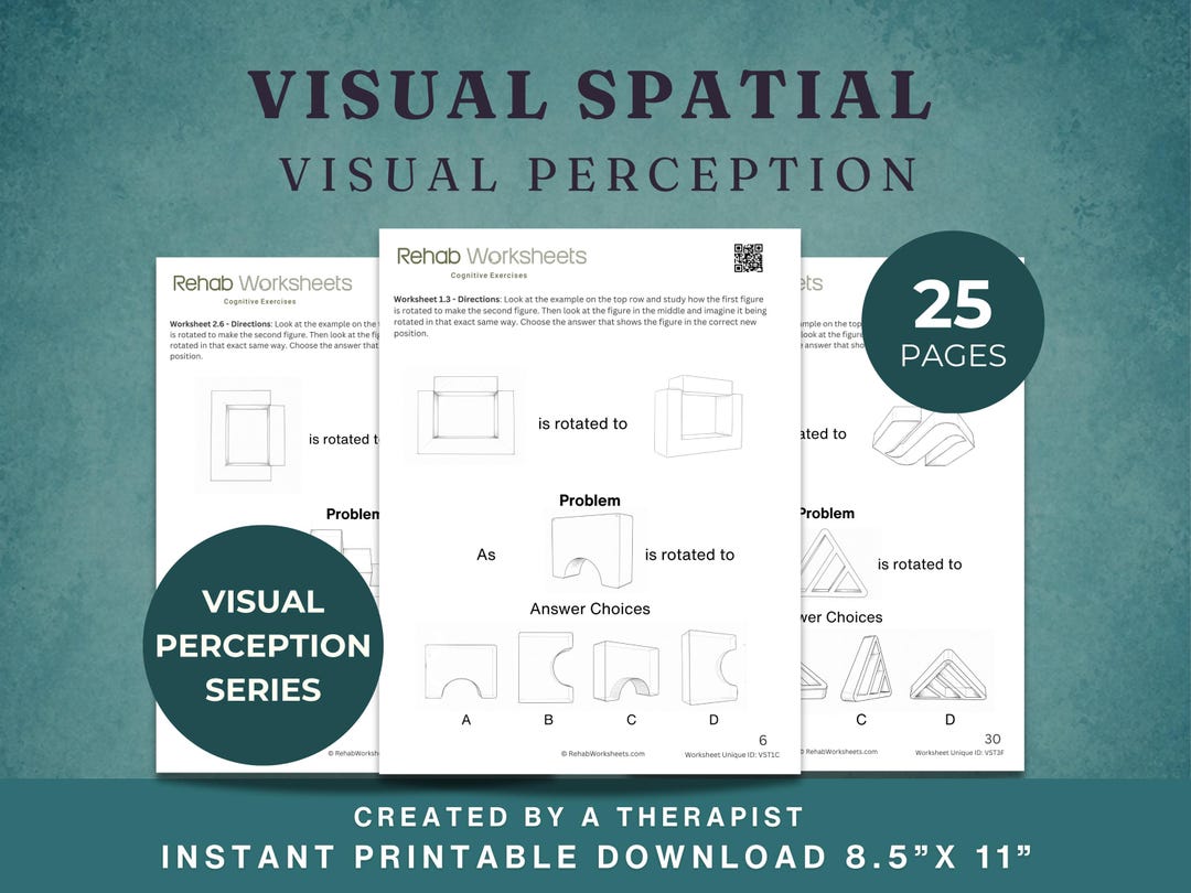 Visual Spatial (25 Worksheets) - Visual Perceptual Task - Stroke, Brain ...