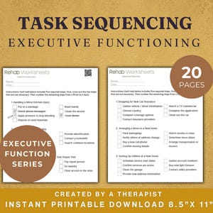 Task Sequencing (20 Worksheets) - Executive Function & Daily Living Skills Training PDF for Stroke TBI Brain Injury pdf-worksheet