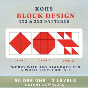 Kohs Block Design Patterns, 50 Printable Graded Cards, 2x2 & 3x3 Cube Designs, Adult Visual Spatial Activity, OT Cognitive Stimulation