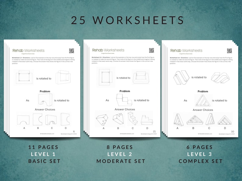 High Level Complex Visual Perception Task Visual Spatial (25 Worksheets) - Visual Perceptual Task - Stroke, Brain ...