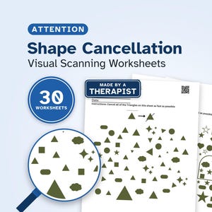 Shape Cancellation Task Bundle (30 Worksheets) - Attention Worksheets Cognitive Exercise PDF for Stroke TBI Brain Injury Therapy