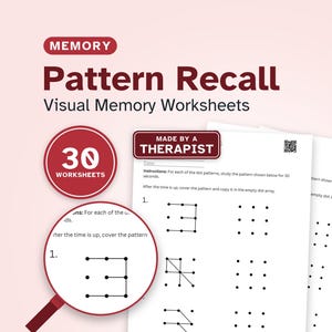 Pattern Recall Memory Worksheets for Cognitive Rehabilitation – Visual Pattern Memory Tasks (30-Page PDF)