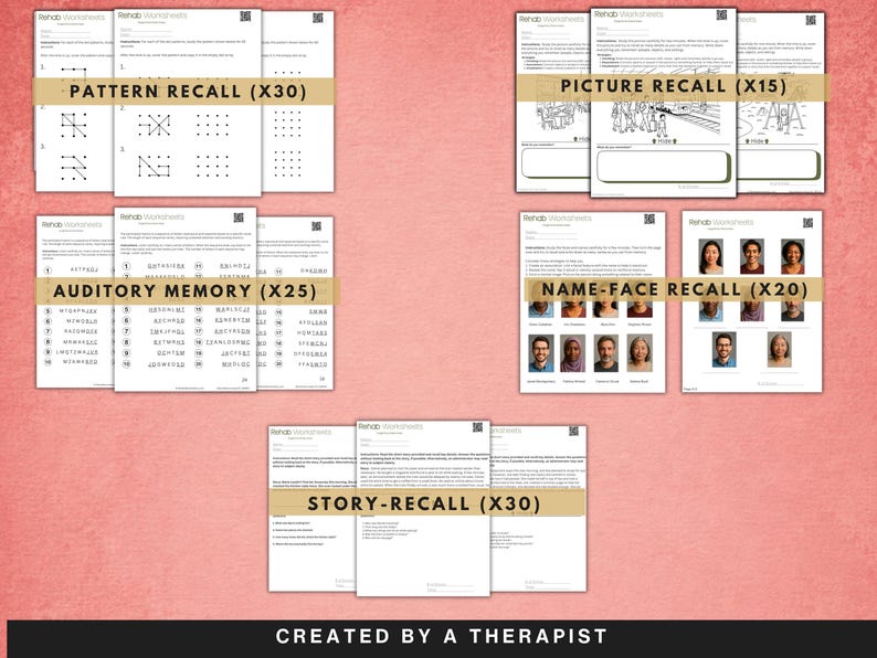 Memory Worksheet Bundle | 120 Worksheets for Memory Therapy, Cognitive ...