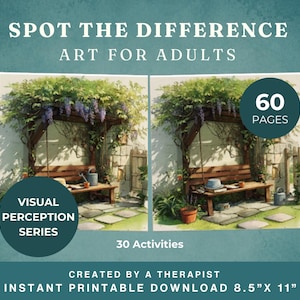 Dementia Spot the Difference Worksheets | 30 Realistic Scenes for Grown-Ups | OT-Designed Cognitive Activity | Printable PDF Download