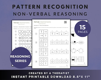 Reconocimiento de patrones (15 hojas de trabajo) - Razonamiento no verbal - Ejercicios cognitivos de lógica y secuenciación