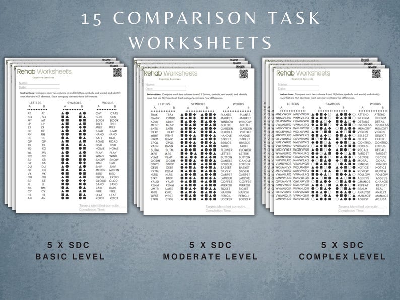 Comparison Task Worksheets (15 Worksheets) - Attention Task Printable ...