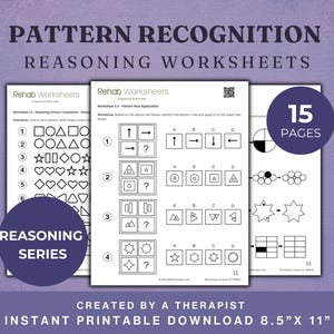 Może przedstawiać: Arkusze ćwiczeń rozpoznawania wzorców z kształtami geometrycznymi i ćwiczeniami uzupełniania wzorów. Arkusze ćwiczeń są częścią serii rozumowania i zawierają 15 stron. Natychmiastowe pobieranie do druku 21,6 cm x 27,9 cm.