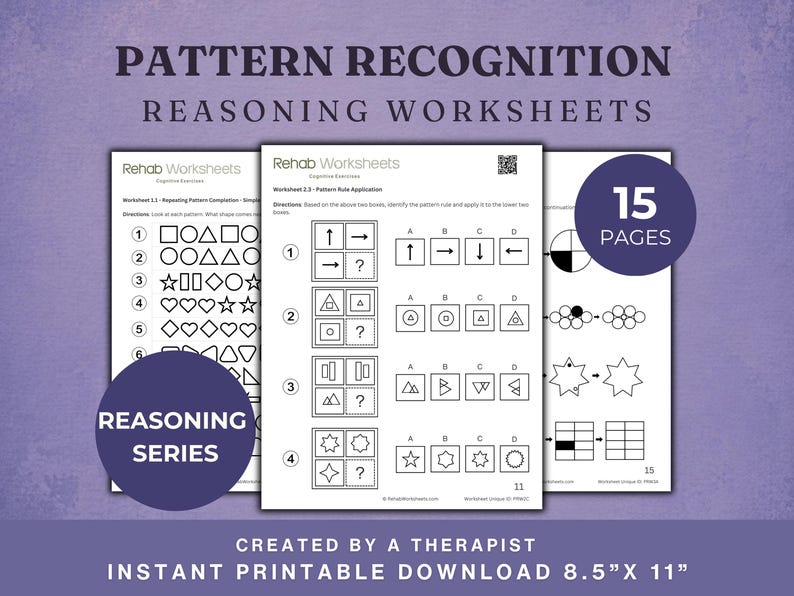 Pattern Recognition (15 Worksheets) - Non-verbal Reasoning - Logic and ...