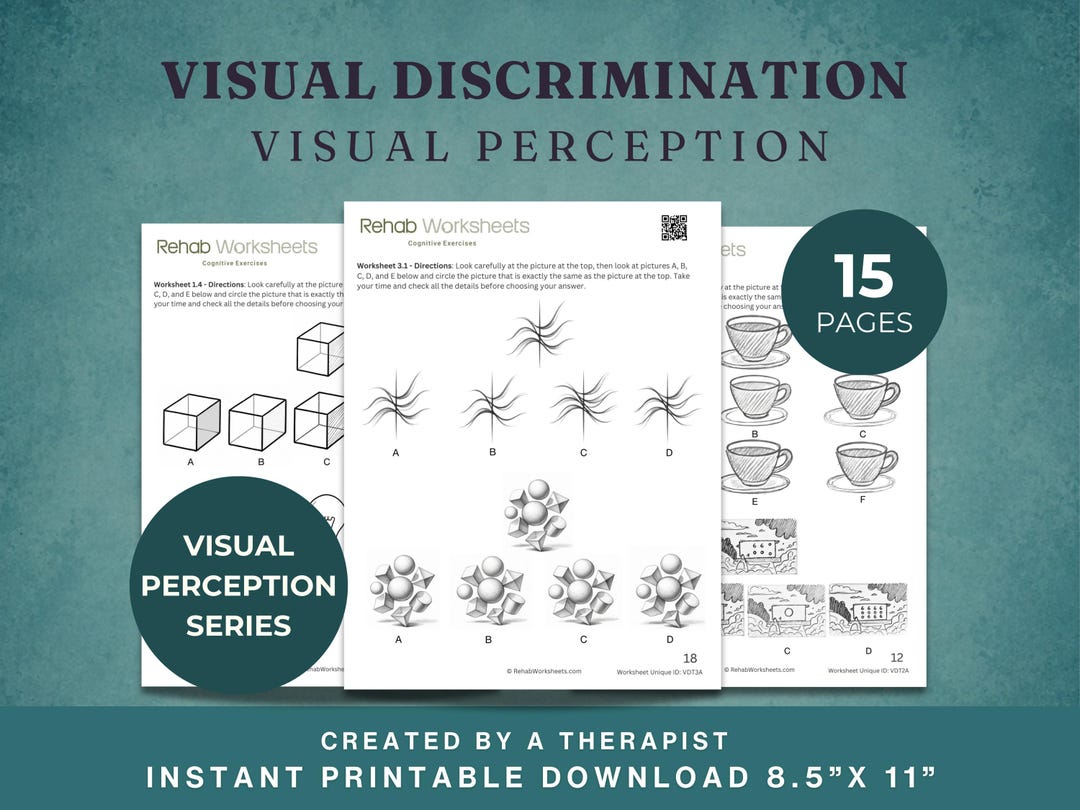 Visual Discrimination (15 Worksheets) - Visual Perceptual Task - Stroke ...