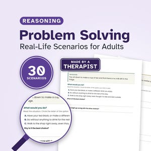 Arkusze rozwiązywania problemów dla dorosłych | 30 scenariuszy do druku | Logopedia OT Rehabilitacja poznawcza | Udar mózgu (TBI) Funkcje wykonawcze (PDF)