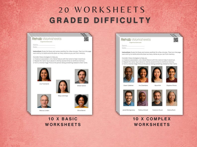 Remembering Names Worksheets – Face and Name Memory Tasks for Cognitive ...