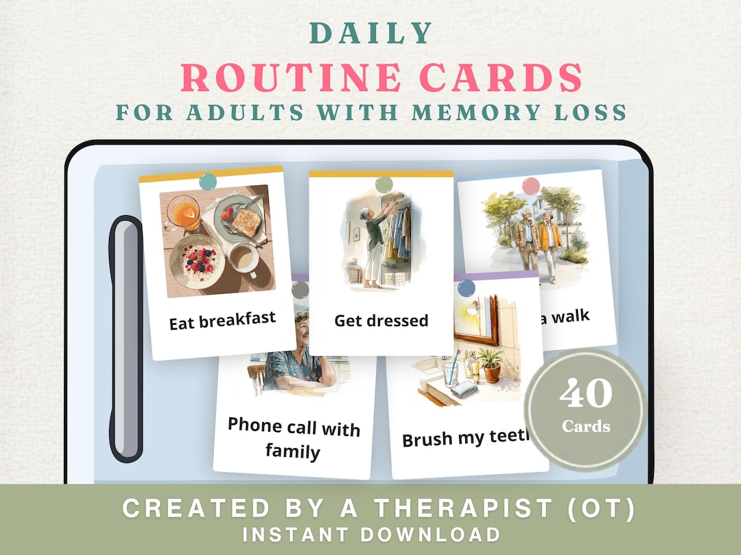 Dementia Daily Routine Cards for Adults | Visual Schedule for Memory ...