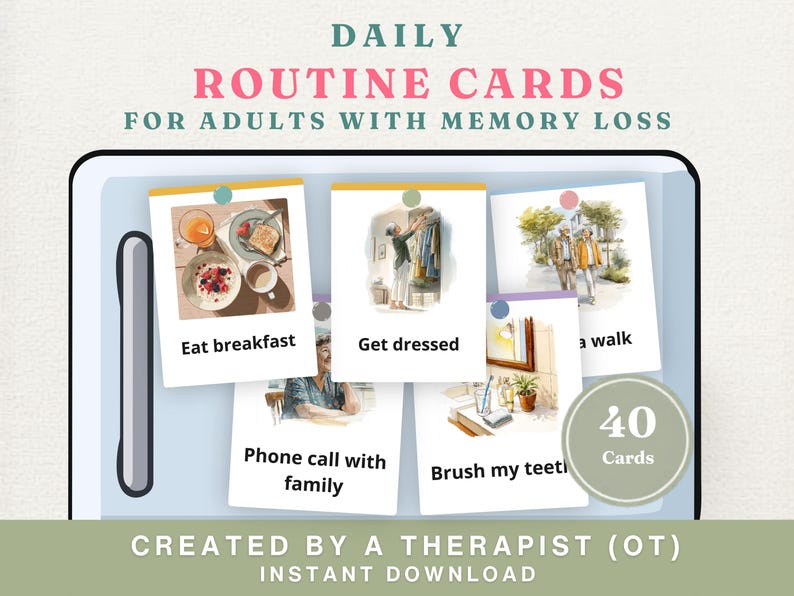 Dementia Daily Routine Cards for Adults | Visual Schedule for Memory ...