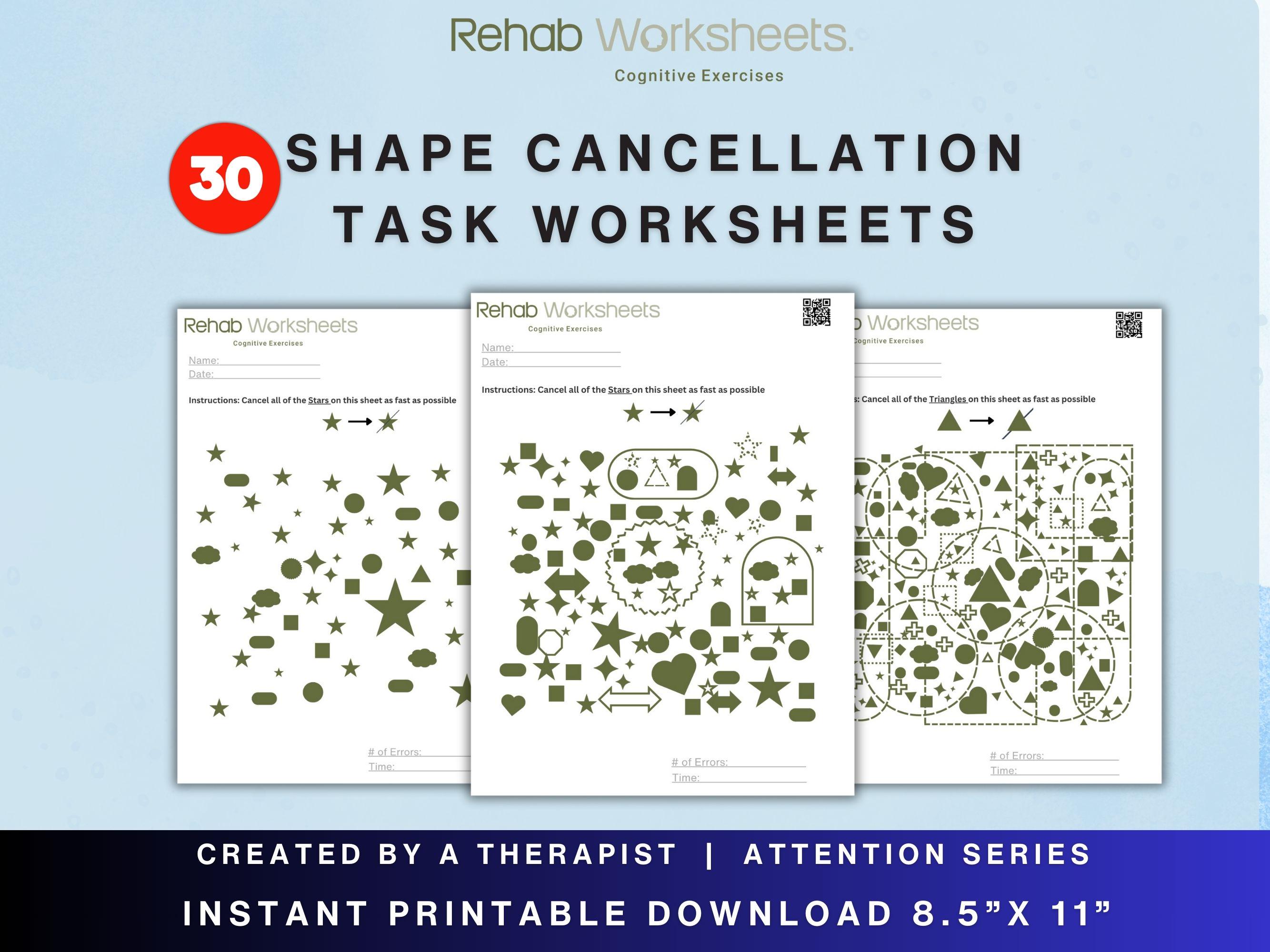 Shape Cancellation Task Bundle (30 Worksheets) - Attention Worksheets  Cognitive Exercise PDF for Stroke TBI Brain Injury Therapy - Etsy, image size:2667x2000