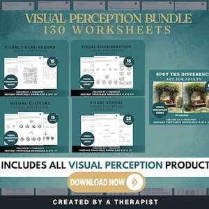 Visual Perception Bundle | 130 Worksheets of Motor-Free Visual Perception Exercises: Visual Closure, Figure-Ground, Discrimination, Spot