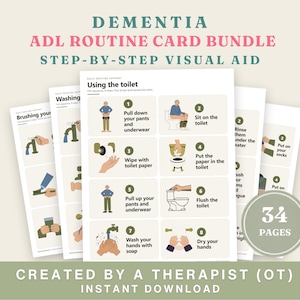 Ensemble de cartes pour la routine quotidienne des personnes atteintes de démence, 5 ensembles d'aides visuelles étape par étape, toilette, lavage des mains, dents, prothèses dentaires, habillage, guides pour les aidants