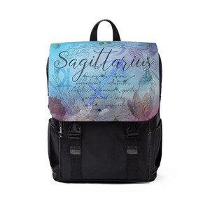 Sagittarius Unisex Casual Shoulder Backpack: zodiac inspired gift with astrology watercolor artwork for horoscope lovers