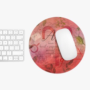 Aries Mouse Pad : zodiac inspired gift with sacred astrology watercolor artwork for horoscope lovers