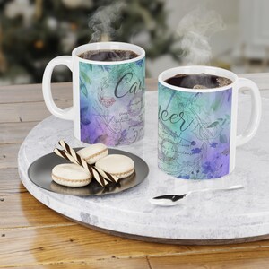 Cancer Ceramic Mugs (11oz\15oz\20oz) : zodiac inspired gift with personalized astrology watercolor artwork for horoscope lovers
