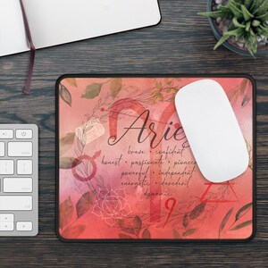 Aries Gaming Mouse Pad : zodiac inspired gift with sacred astrology watercolor artwork for horoscope lovers