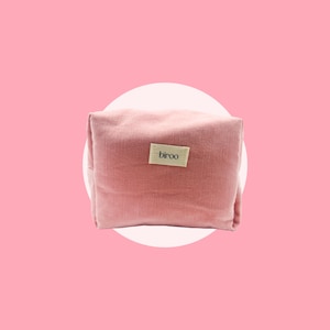 Dusty Pink Toiletry Bag, boxy Makeup bag, travel pouch on the go, beige lining, skincare, cosmetic carry all pouch, gifts for her