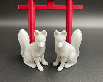 Japanese Fox Shrine Aquarium Decor Set | Torii Gate & Fox Figurines | 3D Print | PLA