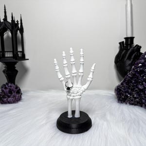 Skeleton Ring Holder | Gothic Hand Ring Stand for Jewellery Display | Witchy Altar Prop & Spooky Vanity Decor