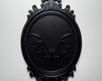 Gothic Bat Baroque Oval Wall Frame | Ornate Bat Hanging | Witchy Altar Decor