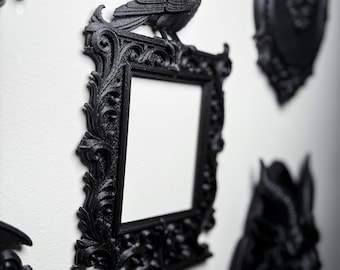 Raven Wall Frame | Gothic Crow Picture Frame | Witchy Dark Academia Bird Decor