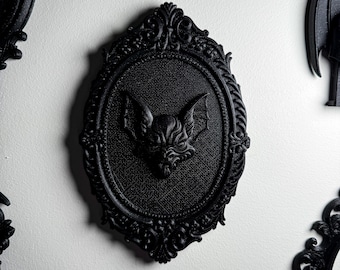 Marco de pared gótico de murciélago vampiro / Decoración barroca ornamentada / Arte mural de galería y altar de brujas