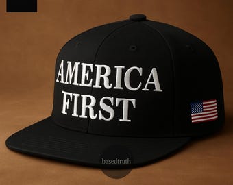 America First Hat Adjustable Snapback, Embroidered Hat, Conservative Hat, USA Hat, Republican Hat, 1776 Hat, America Hat, Republican Gift