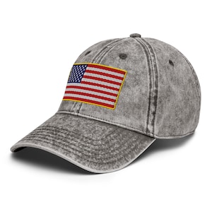Vintage USA Flag Embroidered Dad Hat, American Flag Hat, Patriotic Baseball Cap, USA Pride Hat, Adjustable Cotton Twill Cap, America First