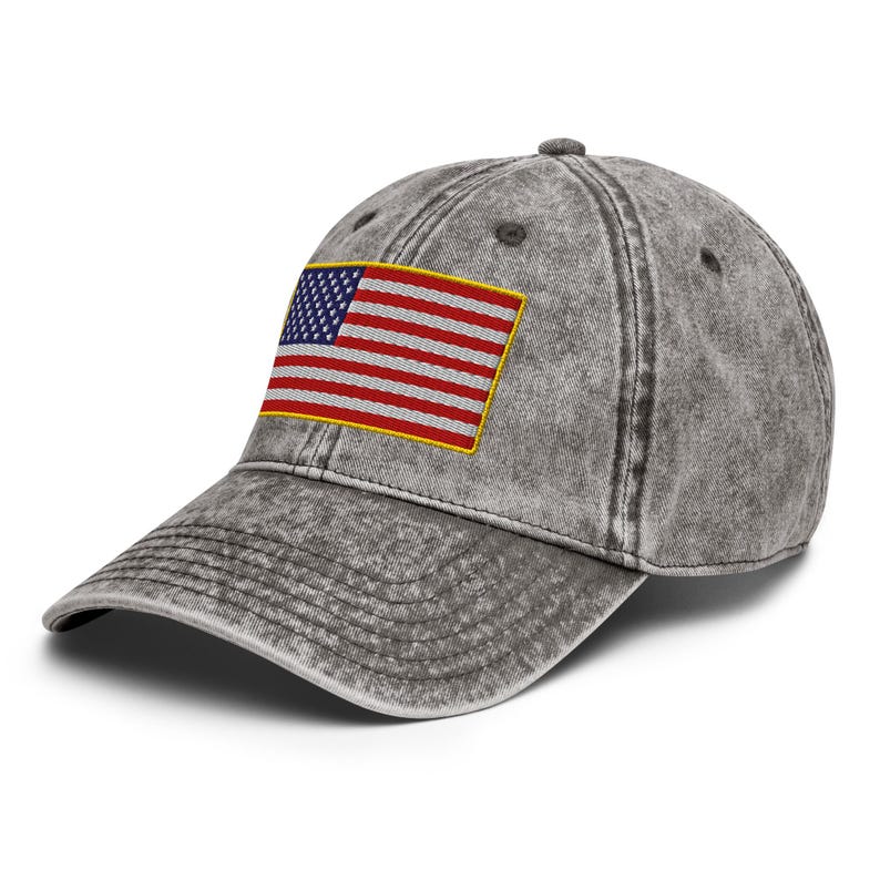Vintage USA Flag Embroidered Dad Hat, American Flag Hat, Patriotic Baseball Cap, USA Pride Hat, Adjustable Cotton Twill Cap, America First