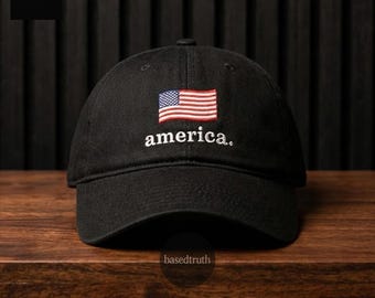 USA Flag Dad Hat, America Flag Hat, Otto Cap 18-772, Embroidered Hat, USA Hat, Patriot Hat, Trump Hat, America First, Republican Gift