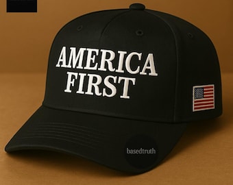 America First Hat Snapback, Curved Brim, Embroidered Hat, Otto 31-069, MAGA, Trump, Republican, Conservative, Patriotic, USA, American, Gift