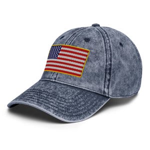 Vintage USA Flag Embroidered Dad Hat, American Flag Hat, Patriotic Baseball Cap, USA Pride Hat, Adjustable Cotton Twill Cap, America First