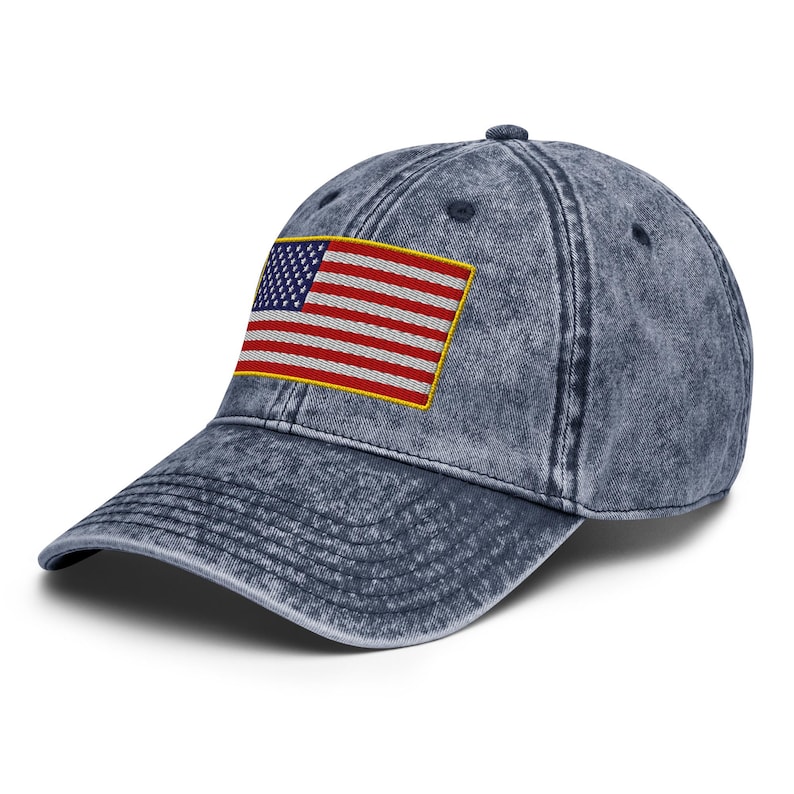 Vintage USA Flag Embroidered Dad Hat, American Flag Hat, Patriotic Baseball Cap, USA Pride Hat, Adjustable Cotton Twill Cap, America First