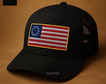 Betsy Ross Flag Hat USA Flag Hat Republican Hat Conservative Hat Trump Hat Gift for Dad Him 1776 Hat Patriotic Hat Patriot Hat America First