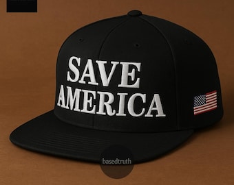 Save America Hat Adjustable Snapback, Embroidered Hat, Conservative Hat, USA Hat, Republican Hat, 1776 Hat, America First Hat, Republican