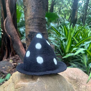 Black Felted Witch Hat: Halloween Costume, Sauna Cap