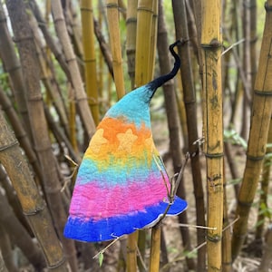 Rainbow Felted Wizard Hat: Cosplay Costume, Novelty Gift