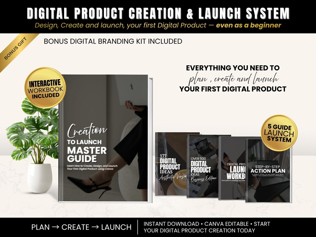 Digital Product Creation & Launch System | Canva Bundle, Beginner Guide ...