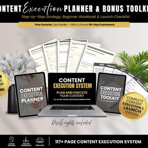 90‑Day Content Strategy & Execution Planner + Social Media Toolkit | Digital Download | Calendar, Hooks, CTAs