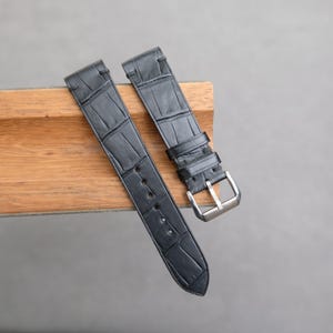 Black Alligator Leather Watch Strap-Handmade leather watch strap-Personalization,Custom Watch Strap.All Size. . .24mm,22mm,20mm,19mm,18mm