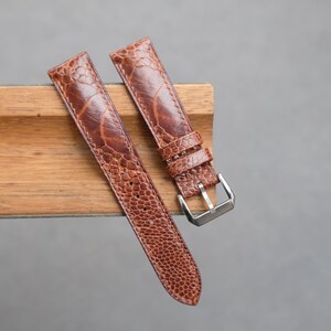 Brown Ostrich leg Leather Watch Strap-Handmade leather watch strap-Personalization,Custom Watch Strap.All Size. . .24mm,22mm,20mm,19mm,18mm